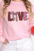 Bow Love Sequin Pattern Valentine Sweatshirt