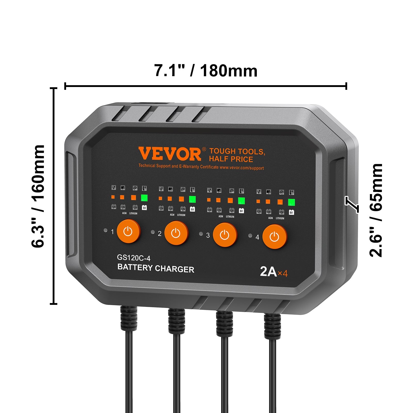 VEVOR Smart Battery Charger, 8-Amp, LiFePO4 Lead-Acid Car Battery