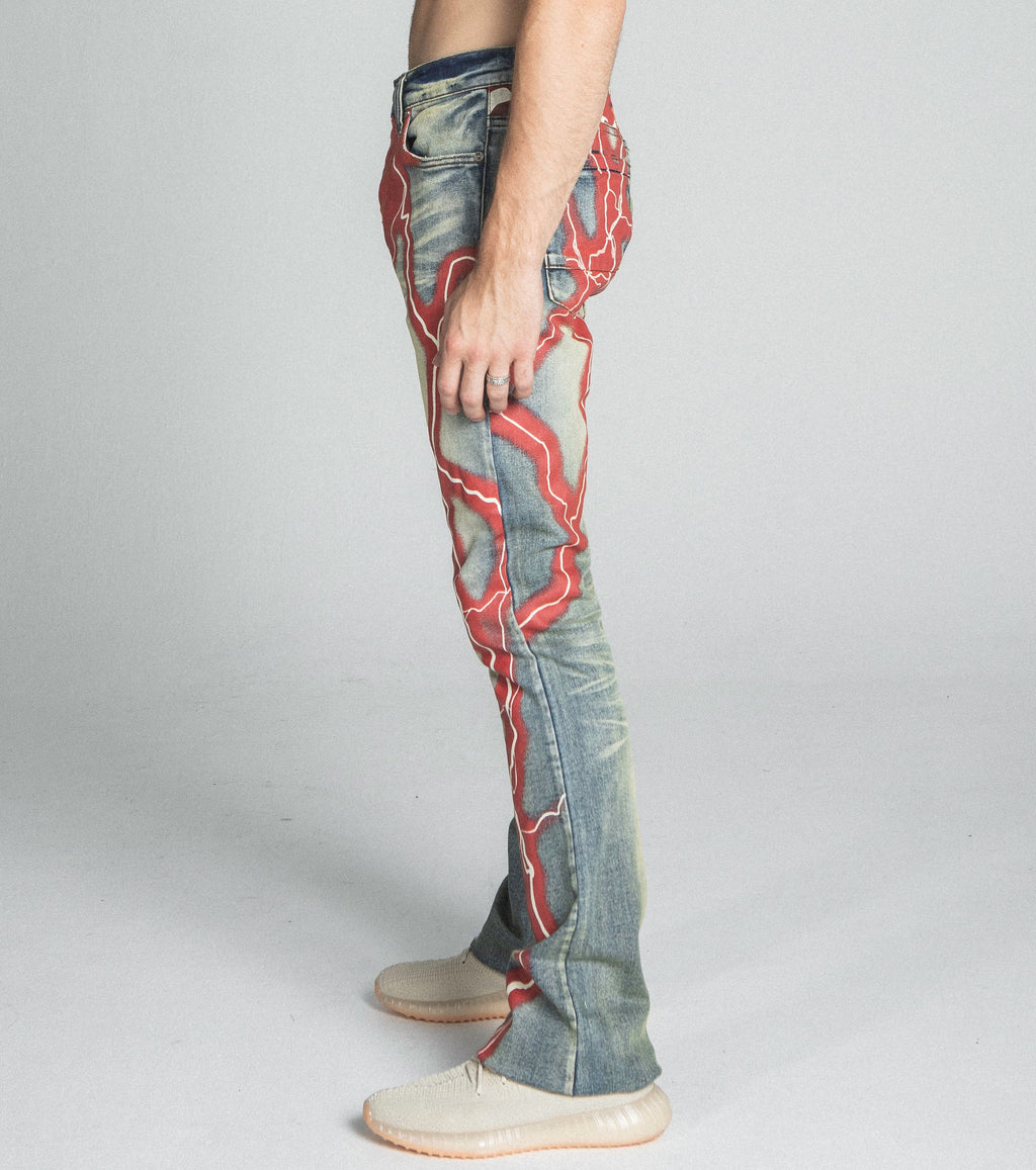 AJ24SK LIGHTNING STACKED JEANS