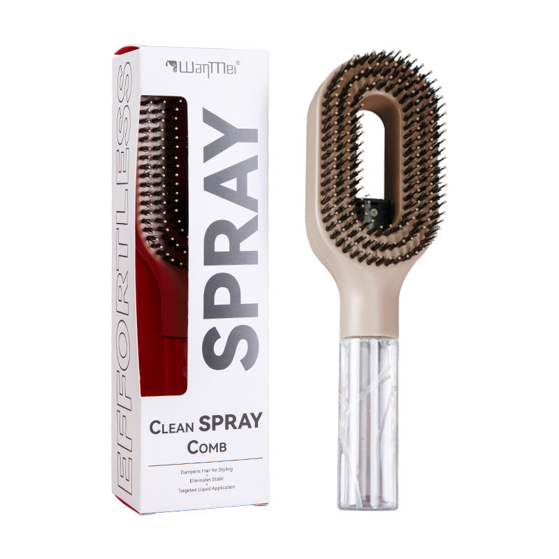 Multifunctional Mist Spray Comb with Transparent Spray Bottle, Hollow Handle, Hair Straightening Comb, Export Hair Care Tool
