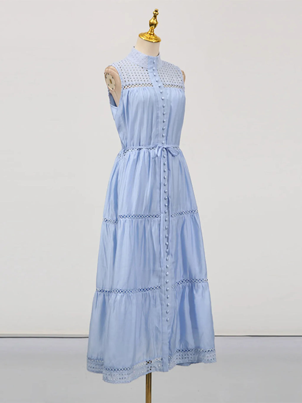 Hollow Out Sleeveless Midi Dress