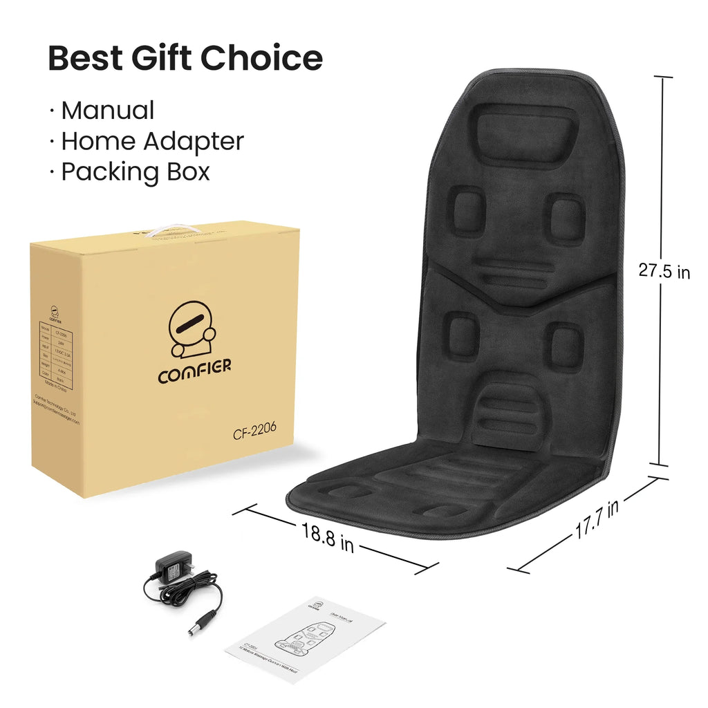 10 Motors Massage Seat Cushion with 3 Level Heating Pad, Vibration Back Massager Chair Pad for Home Office