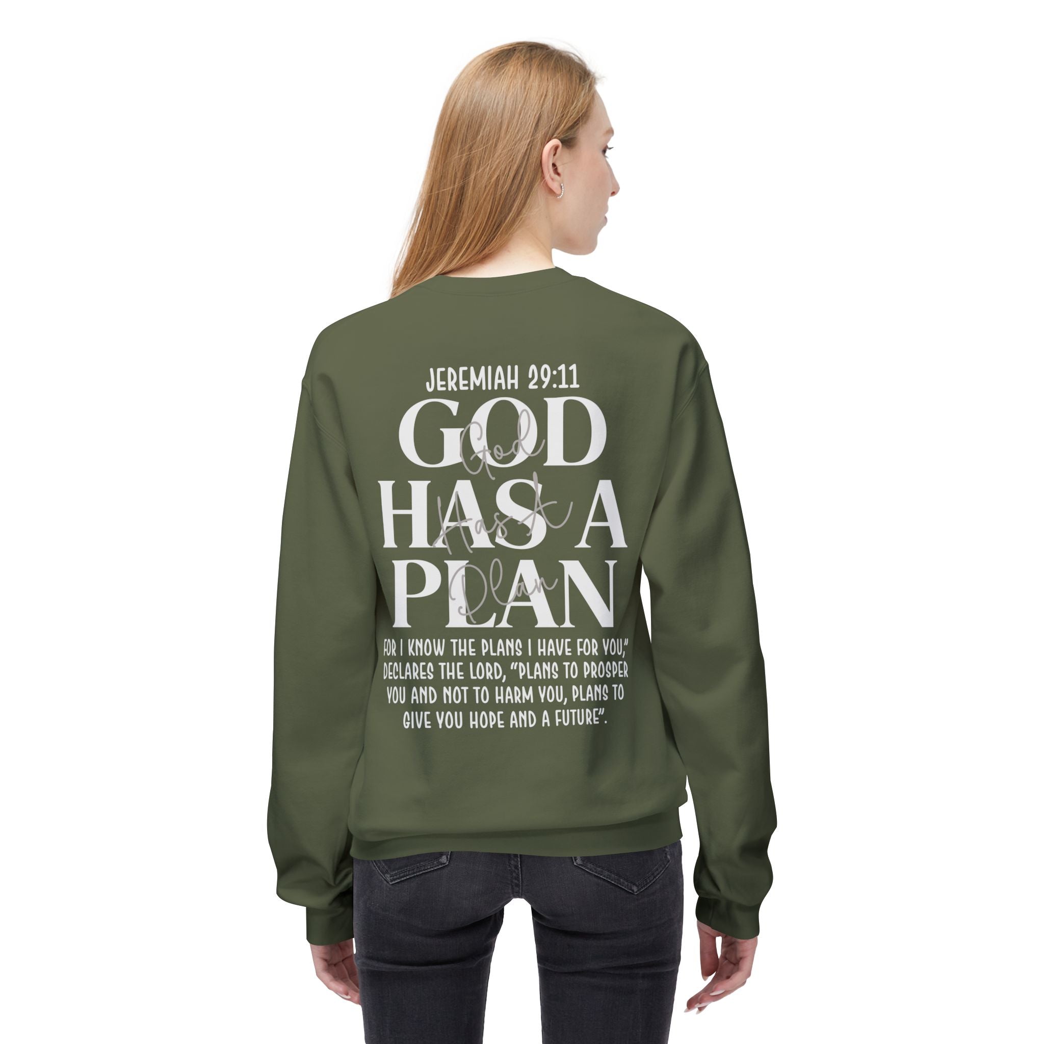 God Has a Plan Crewneck Sweatshirt – Jeremiah 29:11 Christian Pullover