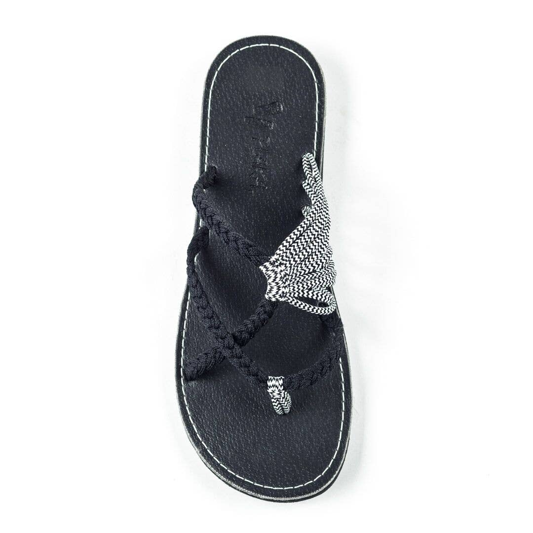 Plaka - Oceanside Plaka Flip Flops Sandals - Black Zebra