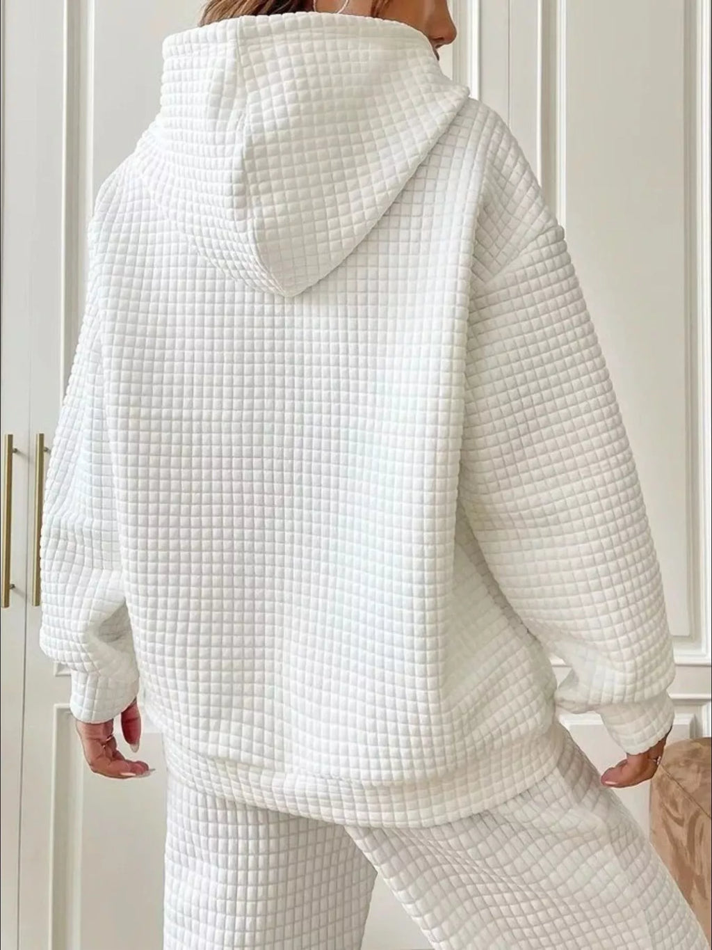 Full Size Textured Kangaroo Pocket Hoodie Plus Size