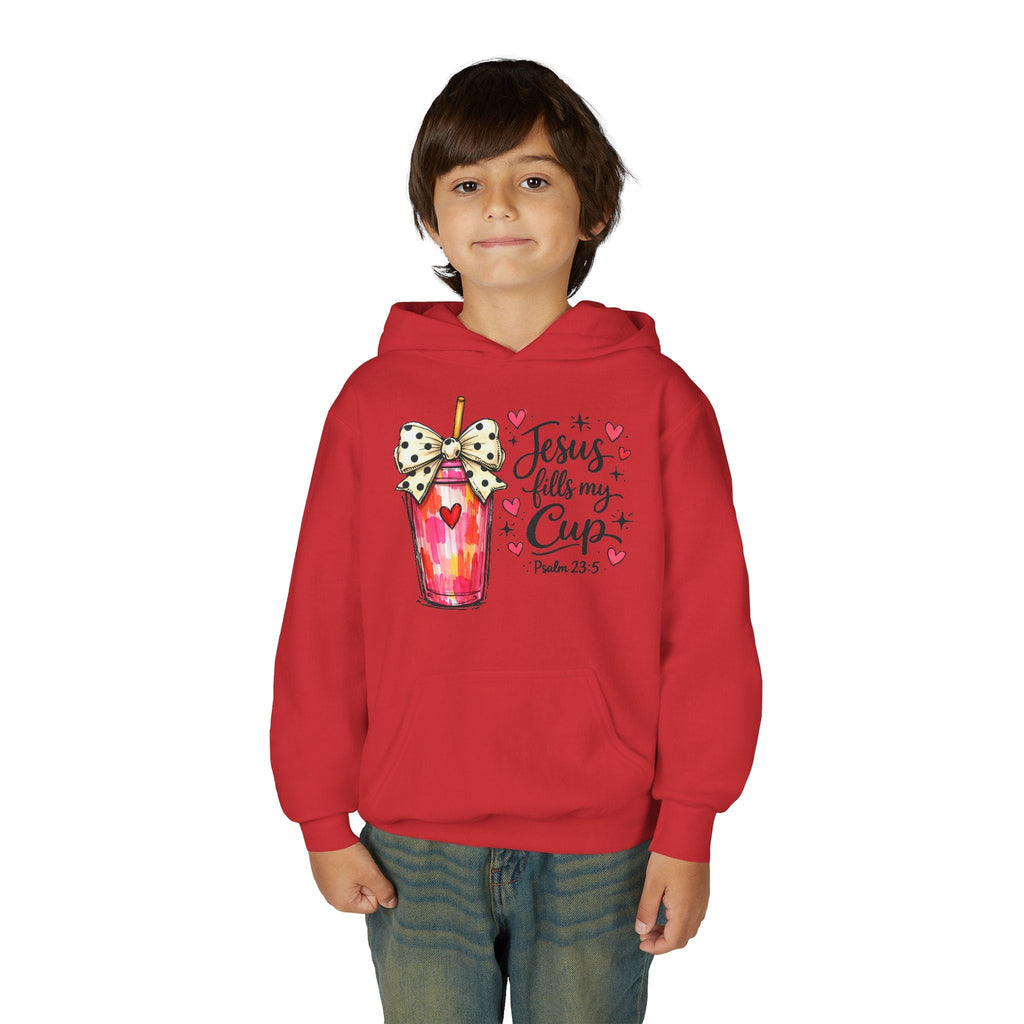 Jesus Fills My Cup Hoodie | Psalm 23 Christian Faith Kids