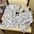 Long Sleeve Sleepwear Set for Women, Sweet Cartoon Matching Pajamas