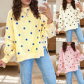 Women's loose hoodie with polka dot print and contrasting colors