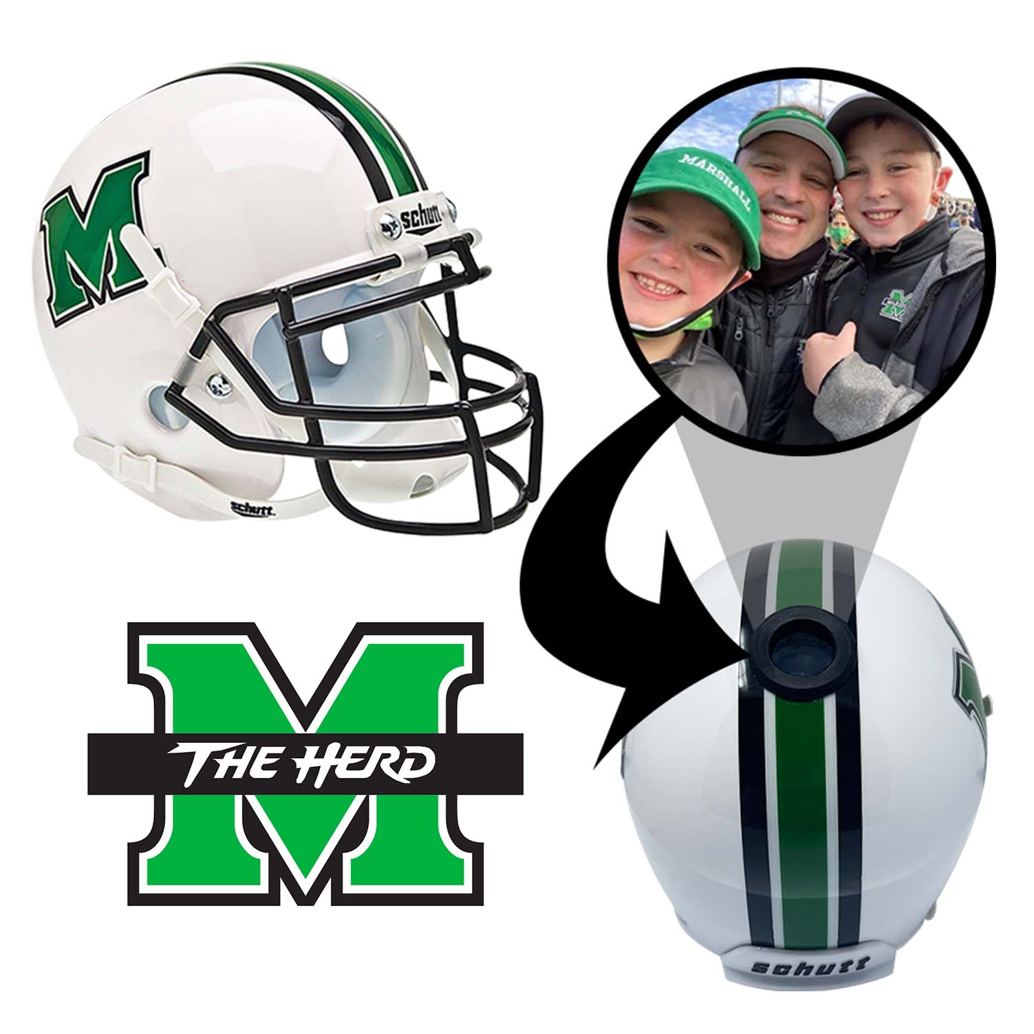 Marshall Thundering Herd College Football Collectible Mini Helmet - Picture Inside - FANZ Collectibles