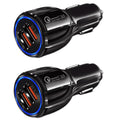 2 Pack 2 Port USB Fast Car Charger Adapter For Devices Black