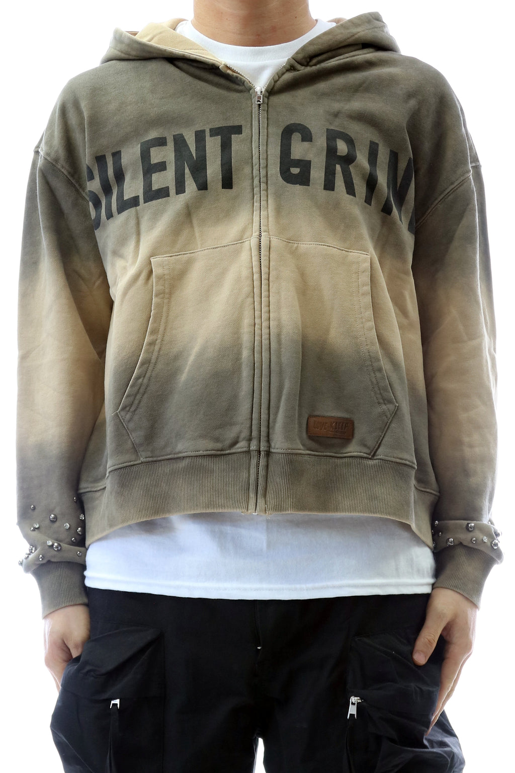 NEW NOEL French Terry Long Sleeve Crop Top Full Zip Hoodie