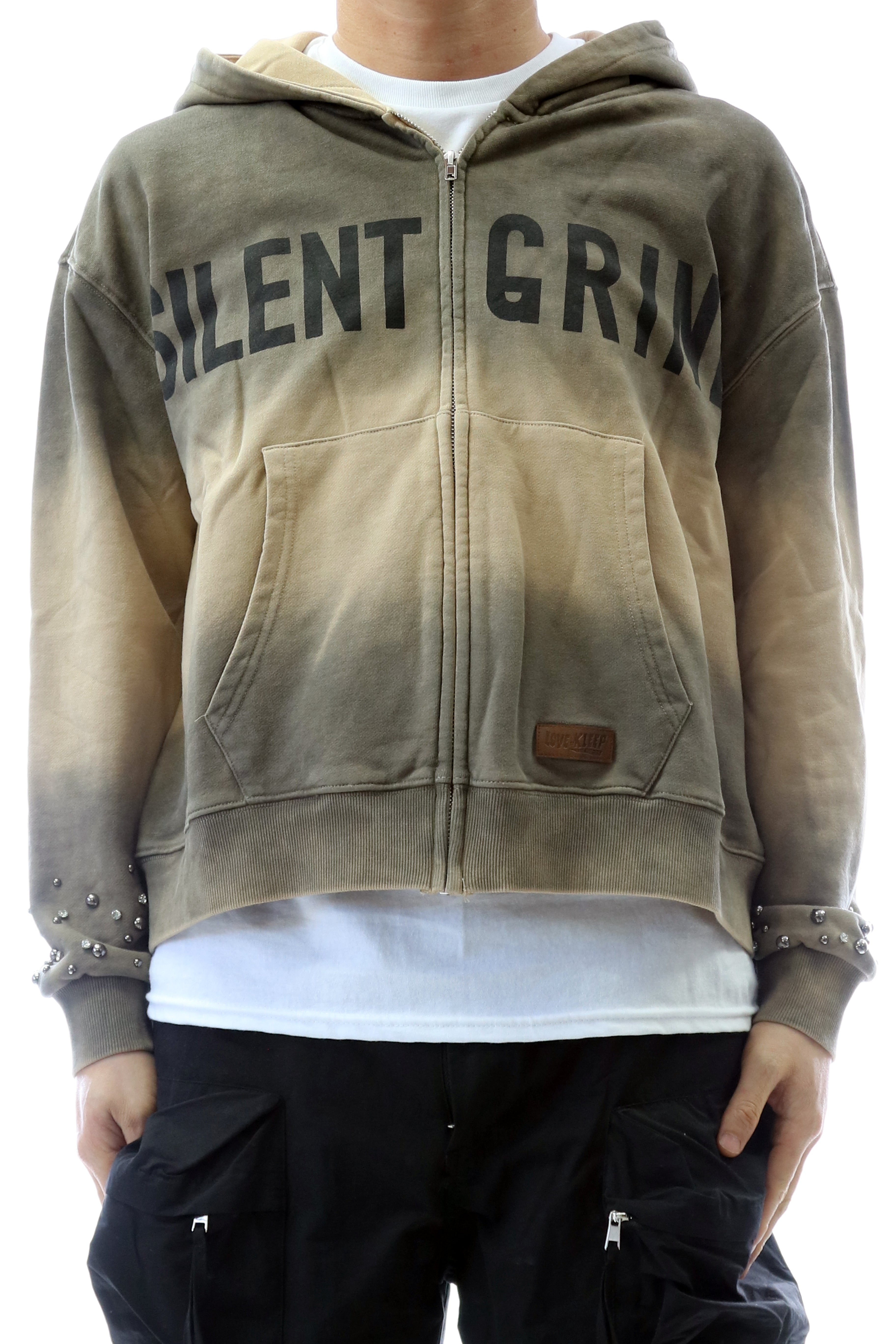 NEW NOEL French Terry Long Sleeve Crop Top Full Zip Hoodie