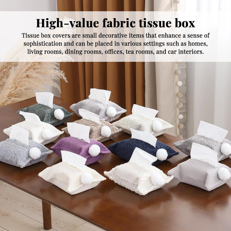 Chenille Tissue Cover & Napkin Organizer - Soft Plush Cloth Dispenser for Kitchen, Bathroom, Car