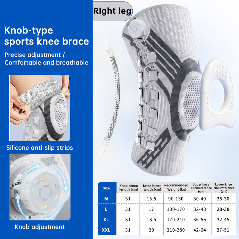 Adjustable Knob Knee Brace with Spring Support, Slim Shin Defender Basketball Knee Pads, Non-Slip Compression Sports Protector