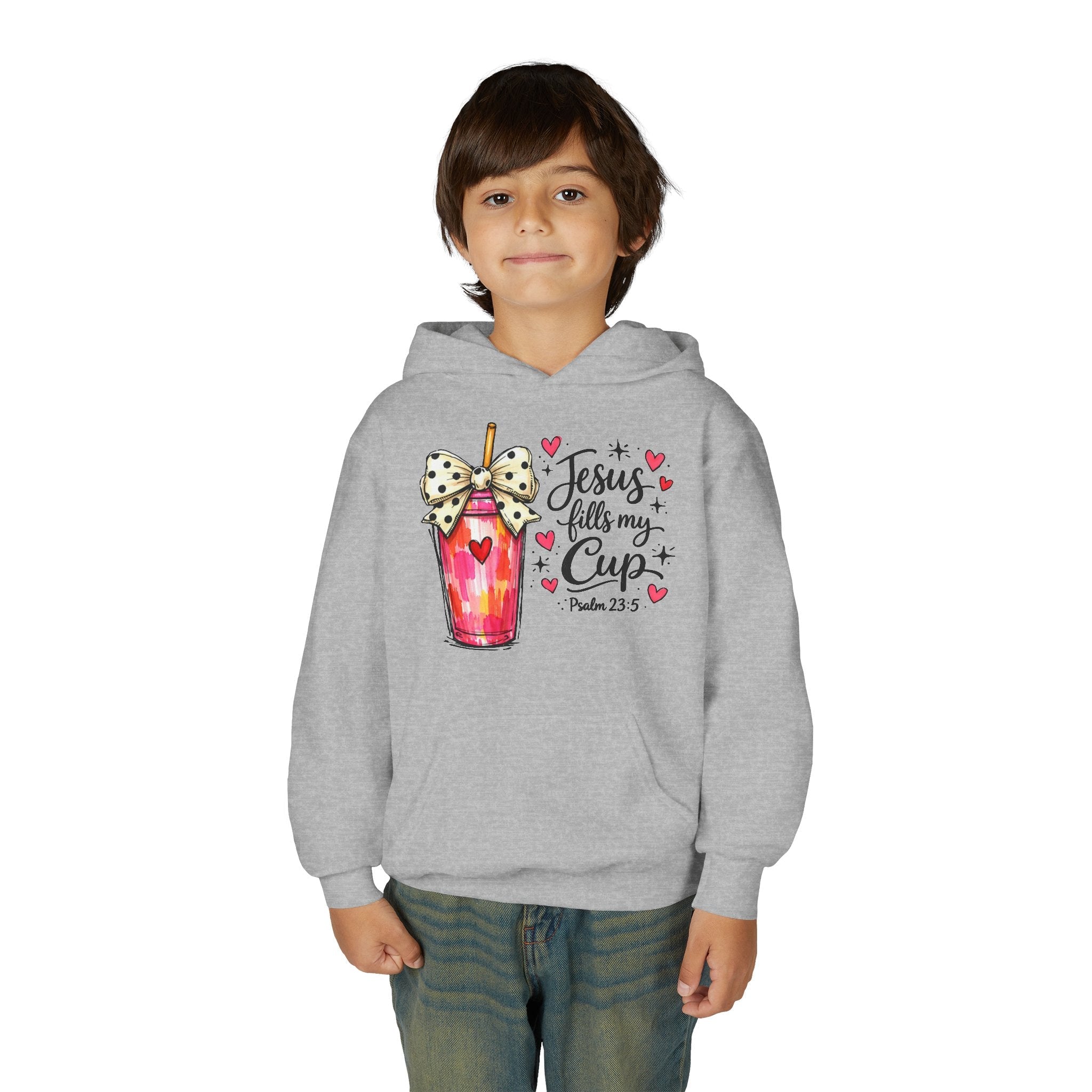 Jesus Fills My Cup Hoodie | Psalm 23 Christian Faith Kids