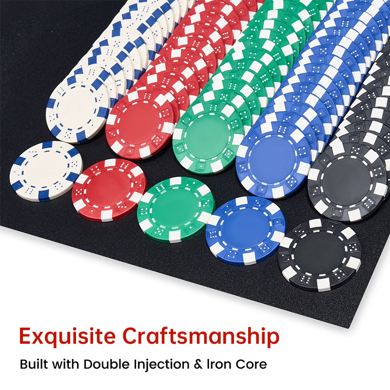 500 PCS Poker Chip Set in Locking Aluminum Briefcase - Texas Hold'em Gambling Kit with Dice, Dealer Button & Cards