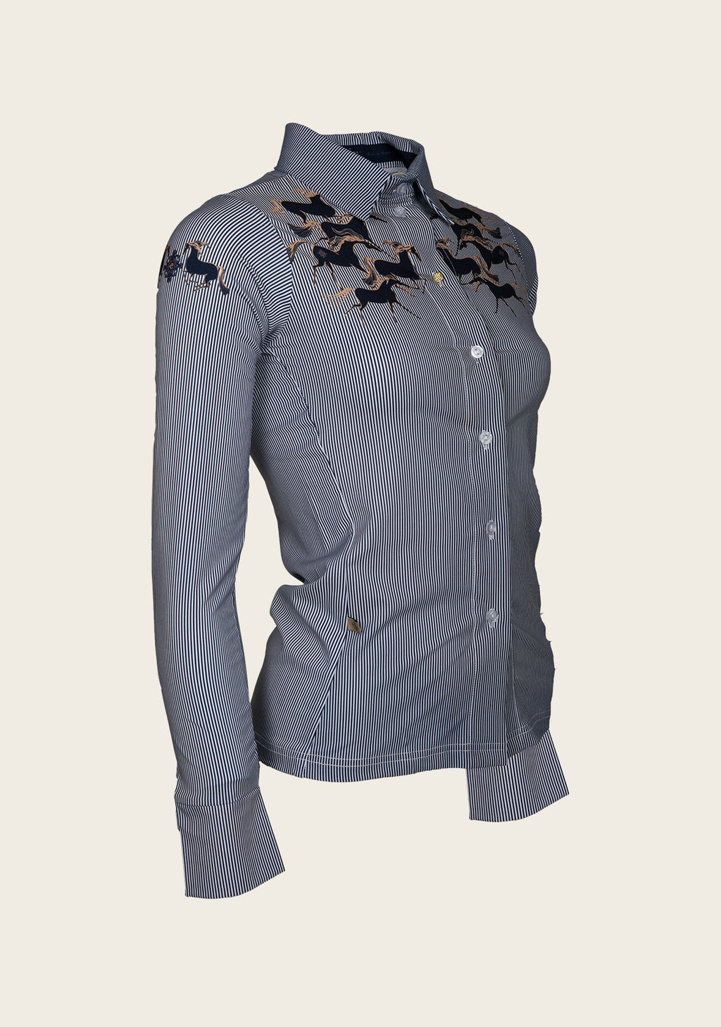Running Horses Navy Ladies’   Sun Shirt