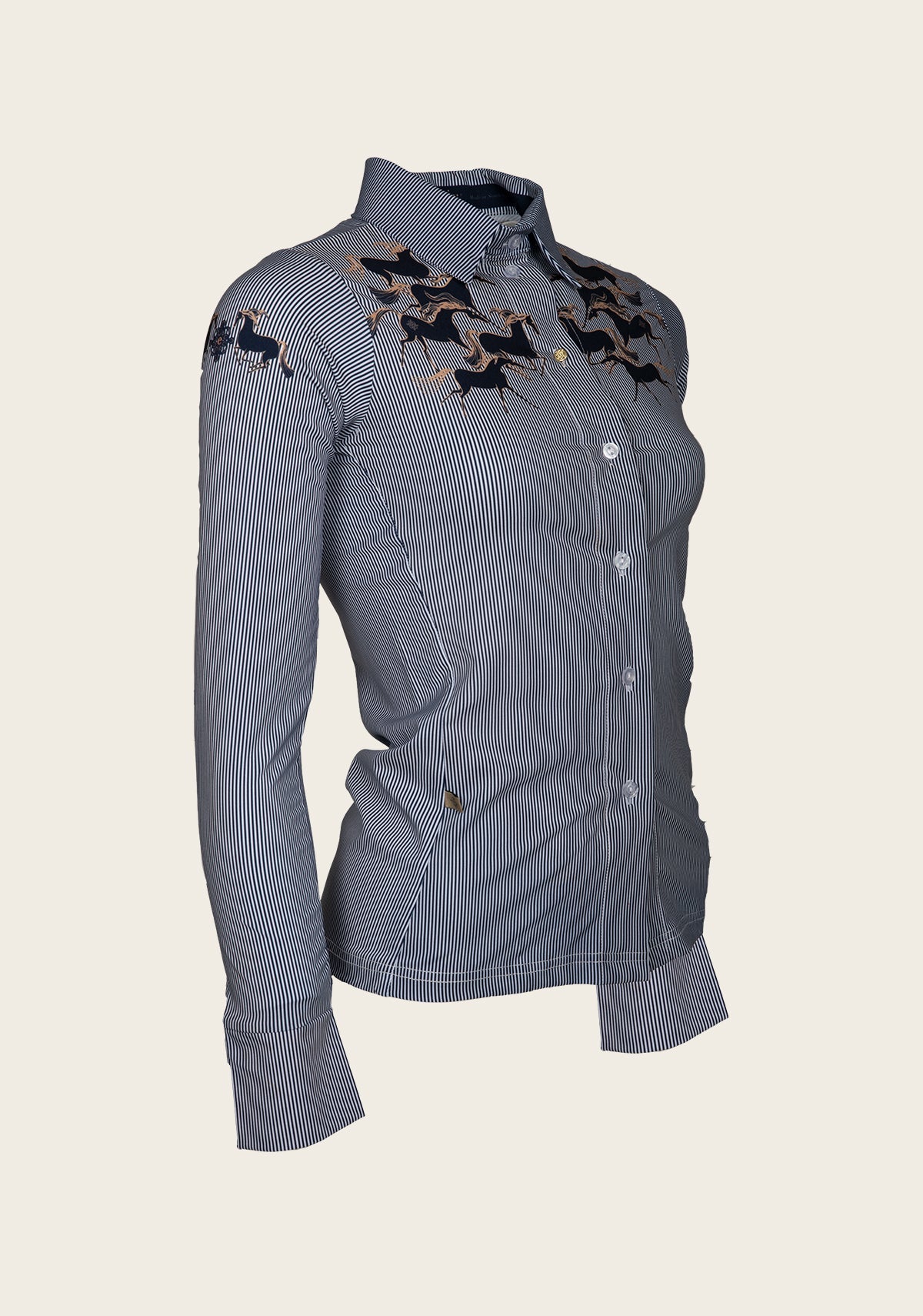 Running Horses Navy Ladies’   Sun Shirt