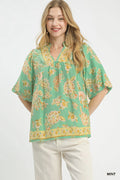 Umgee Apricot Floral Boho Blouse