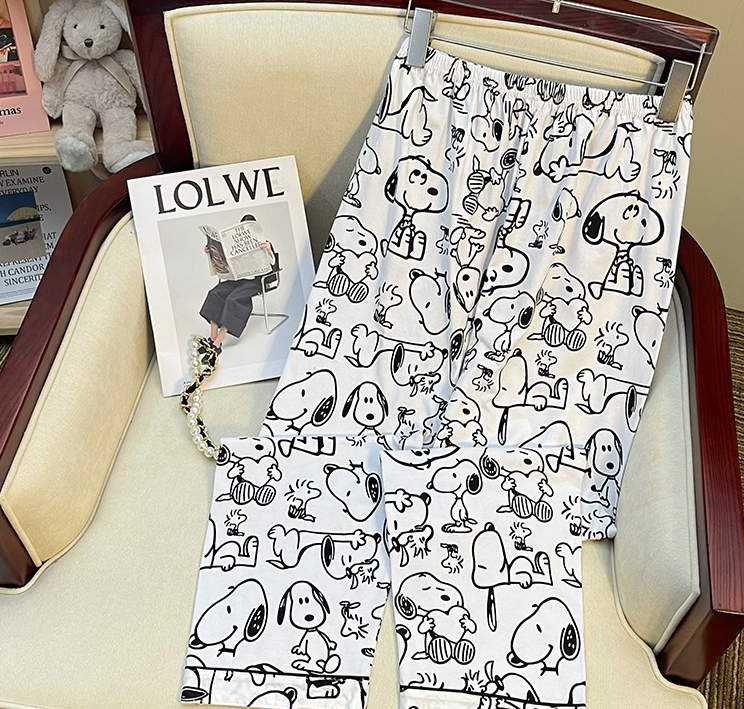 Long Sleeve Sleepwear Set for Women, Sweet Cartoon Matching Pajamas