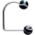 16G Black Acrylic Marble Ball Lippy Loop Labret
