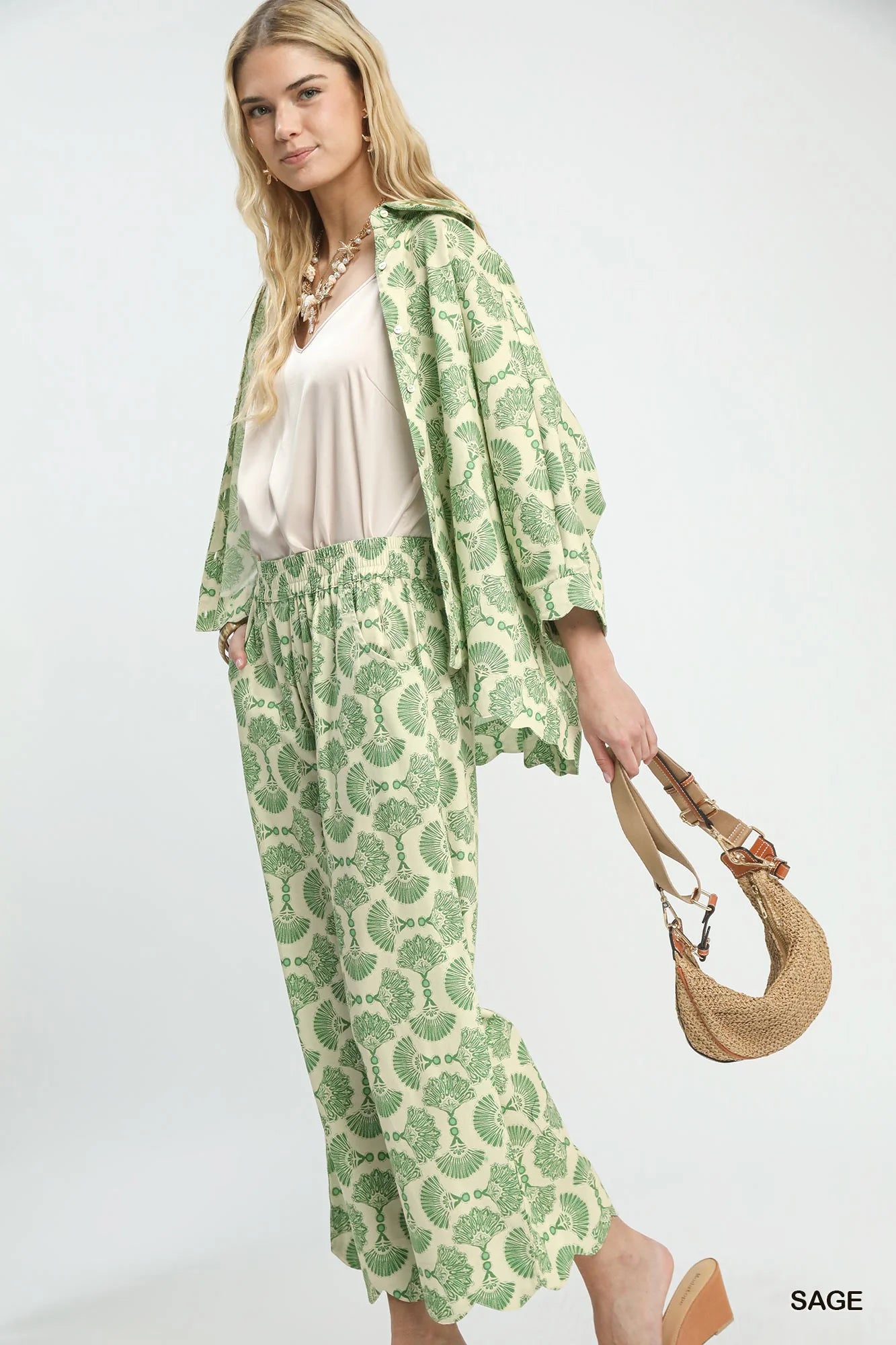 Umgee Printed Button Down Shirt