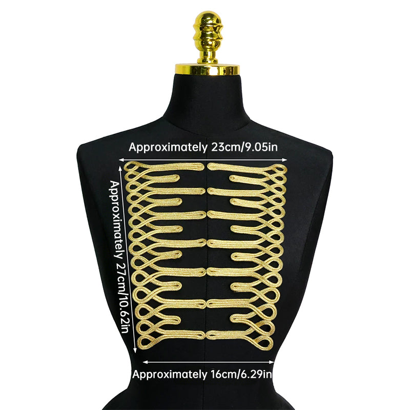 Gold Thread Chinese Knot Button, Trapezoid Frog Closure for Dancewear & Oriental Dress