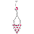 Pink Gem Lavish Lace Cascade Dangle Belly Ring