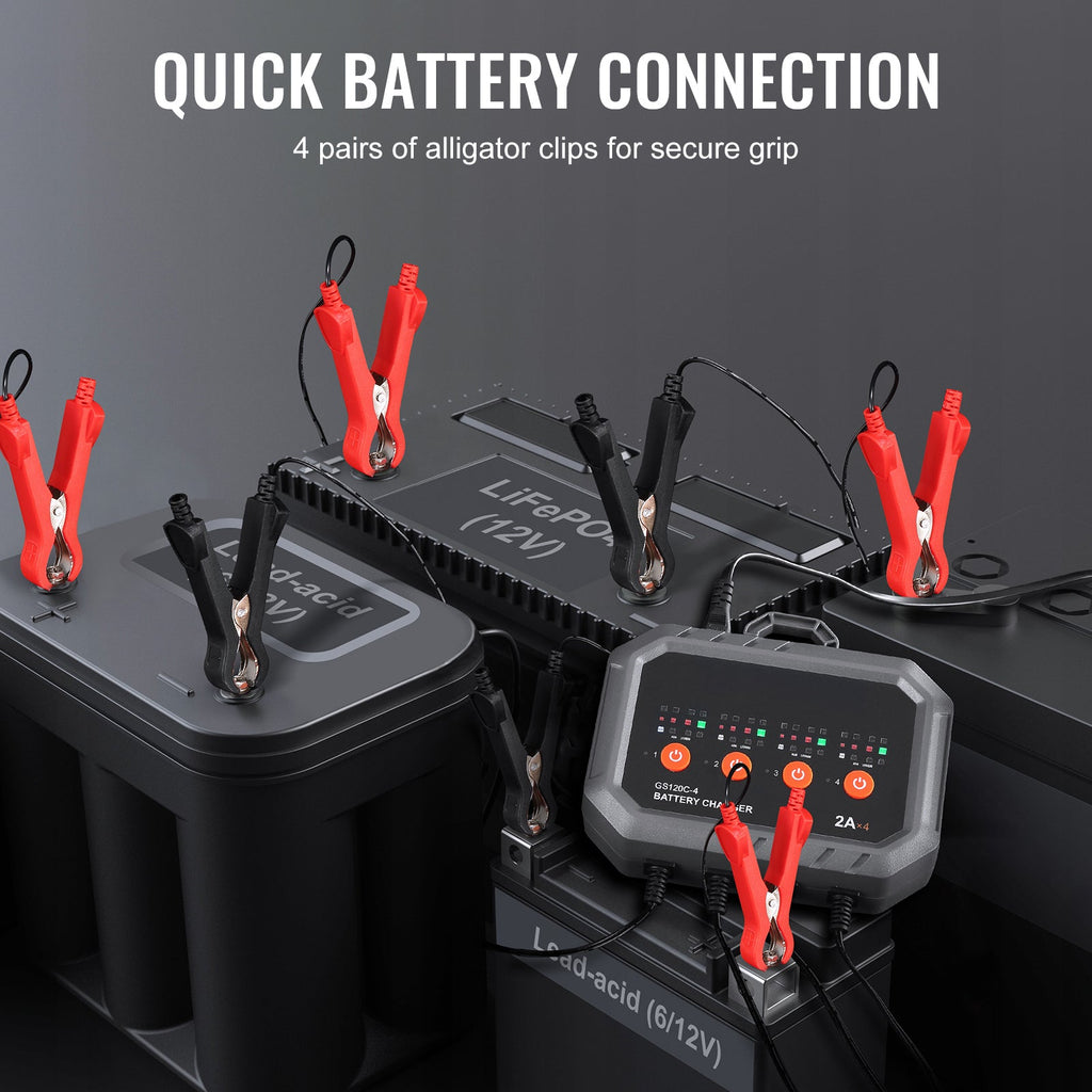 VEVOR Smart Battery Charger, 8-Amp, LiFePO4 Lead-Acid Car Battery