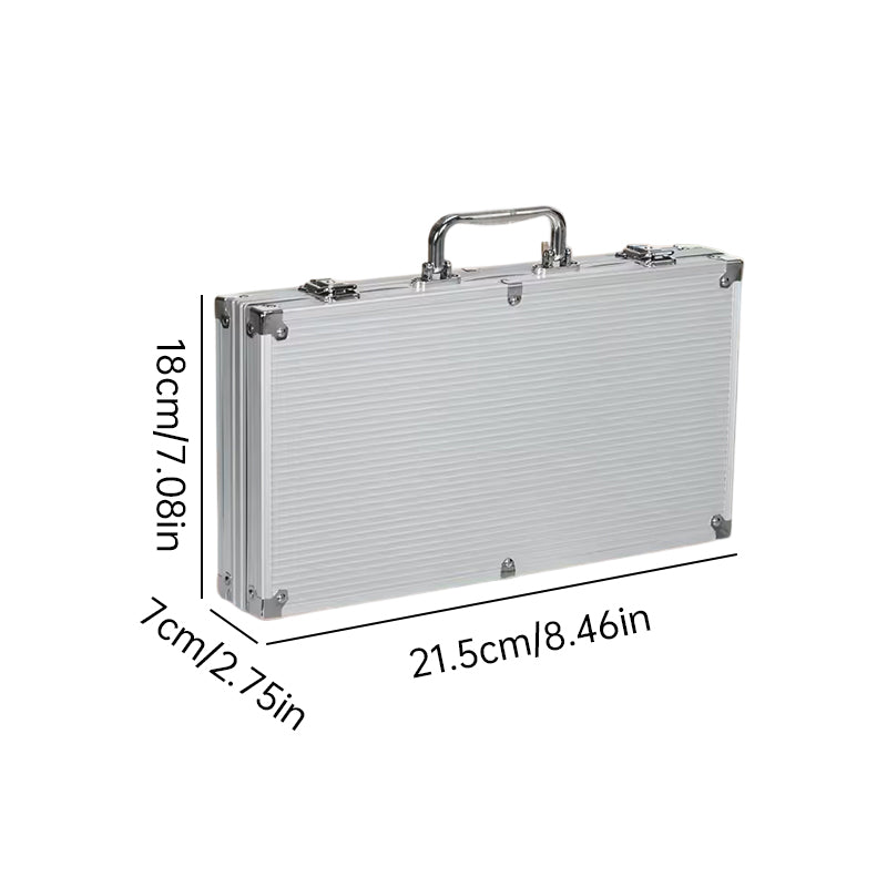 500 PCS Poker Chip Set in Locking Aluminum Briefcase - Texas Hold'em Gambling Kit with Dice, Dealer Button & Cards