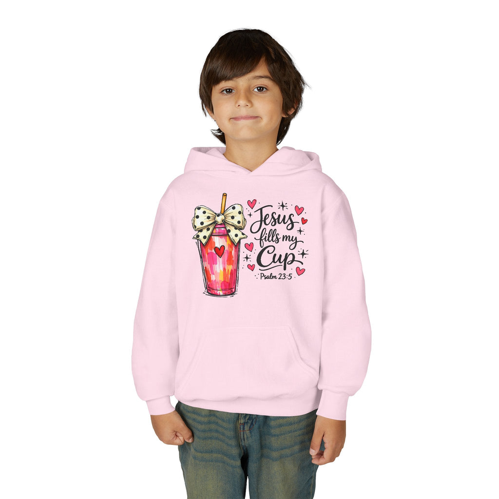 Jesus Fills My Cup Hoodie | Psalm 23 Christian Faith Kids