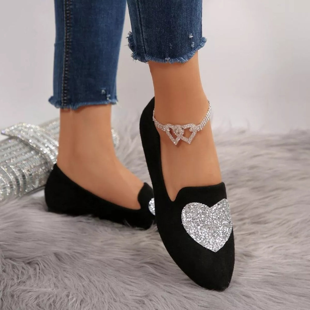 Point Toe Heart Slip-Ons