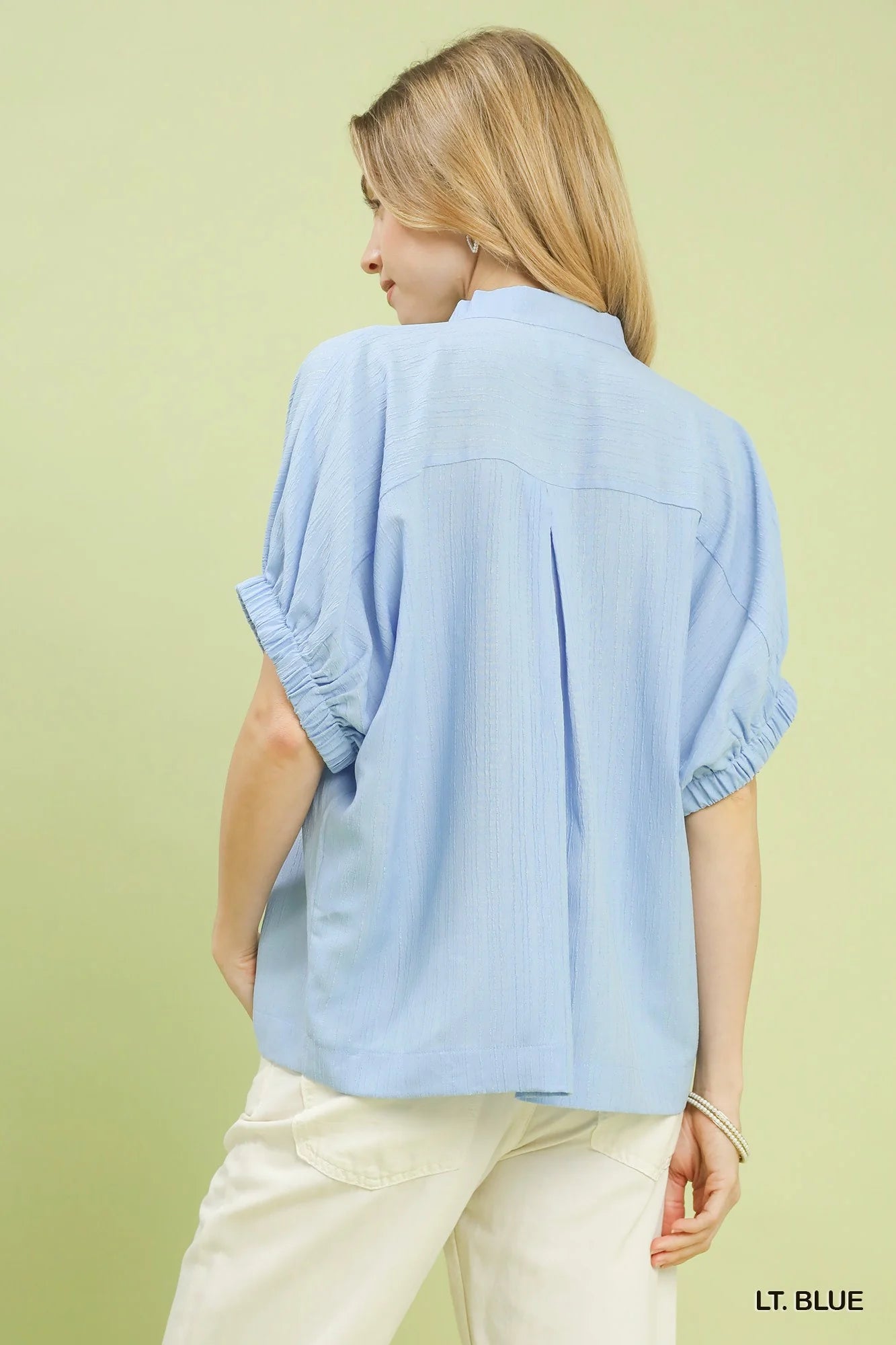 Umgee Textured V-Neck Blouse