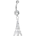 Clear Gem Elegant Eiffel Tower Dangle Belly Ring