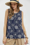 Umgee Floral Embroidered Sleeveless Top