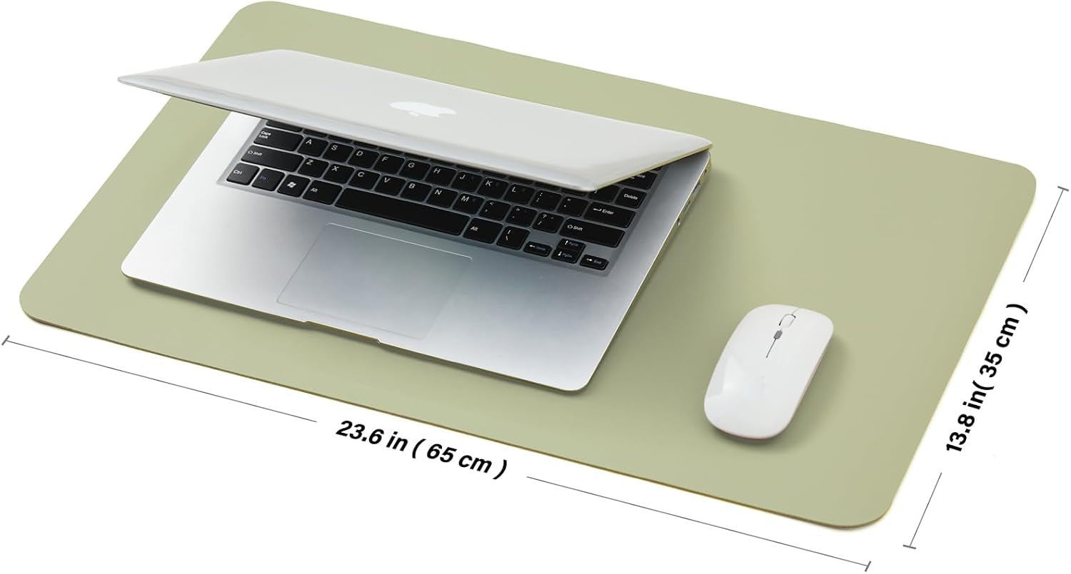 Cork Desk Mat - Small Dual-Sided Desk Pad for Office and Home - Desk Organization and Accessories - Ideal for Large Mouse Pad and Small Desk Mats on Top of Desks(Light Green,23.6"X 13.8")