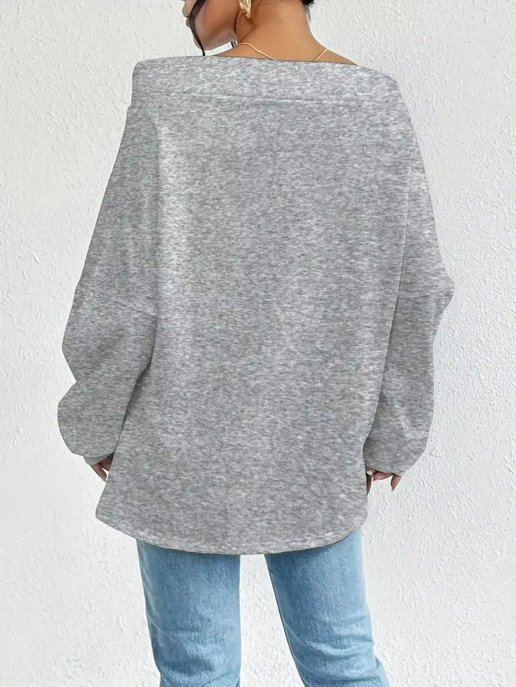 Off-Shoulder Drawstring Sweatshirt