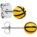 Yellow Acrylic Double Dribble Basketball Stud Earrings
