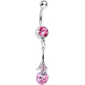 Pink CZ Magical Wand Dangle Belly Ring