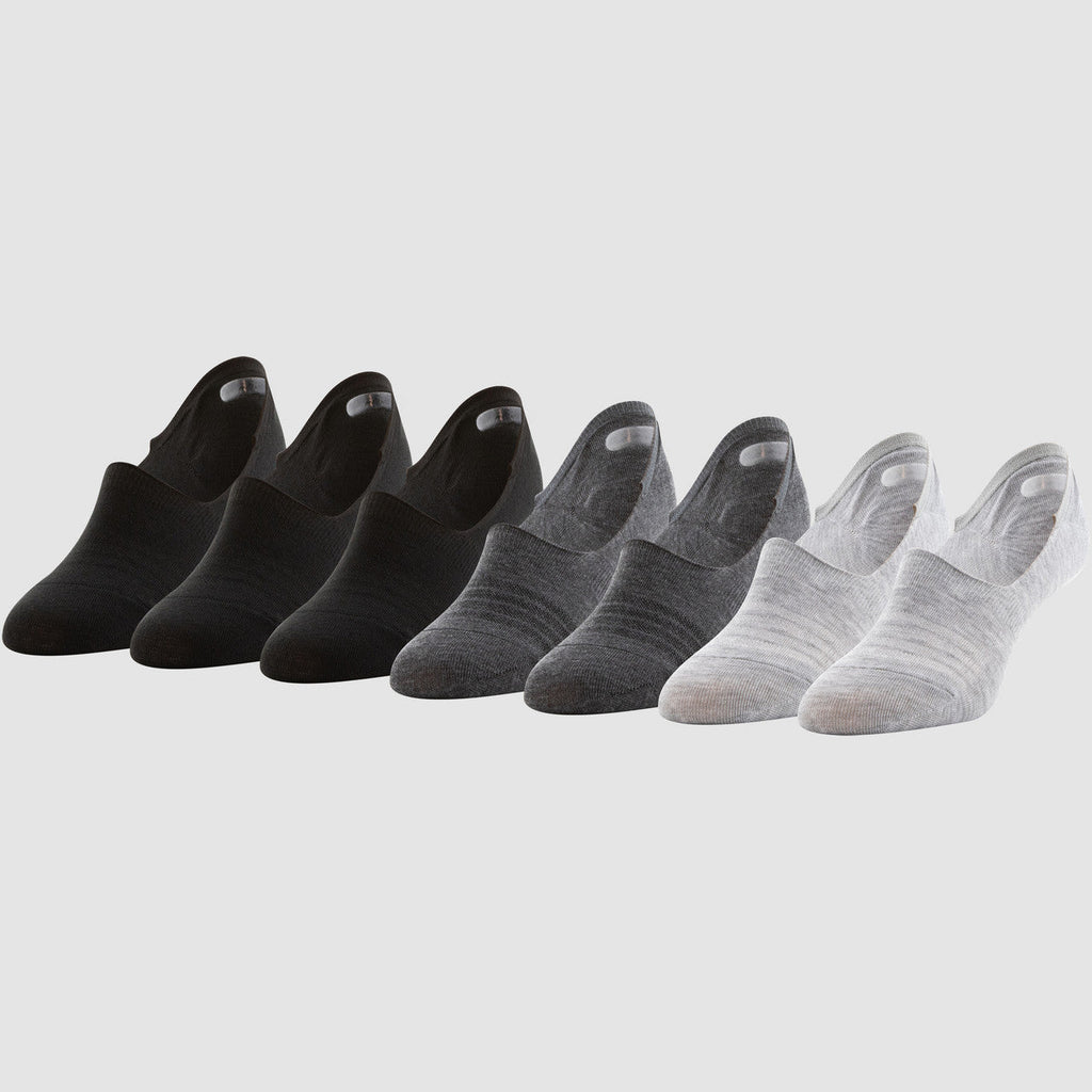 Womens Peds 12 Pairs Midcut Lightweight Gel Heel Grip Grey/Charcoal/Black