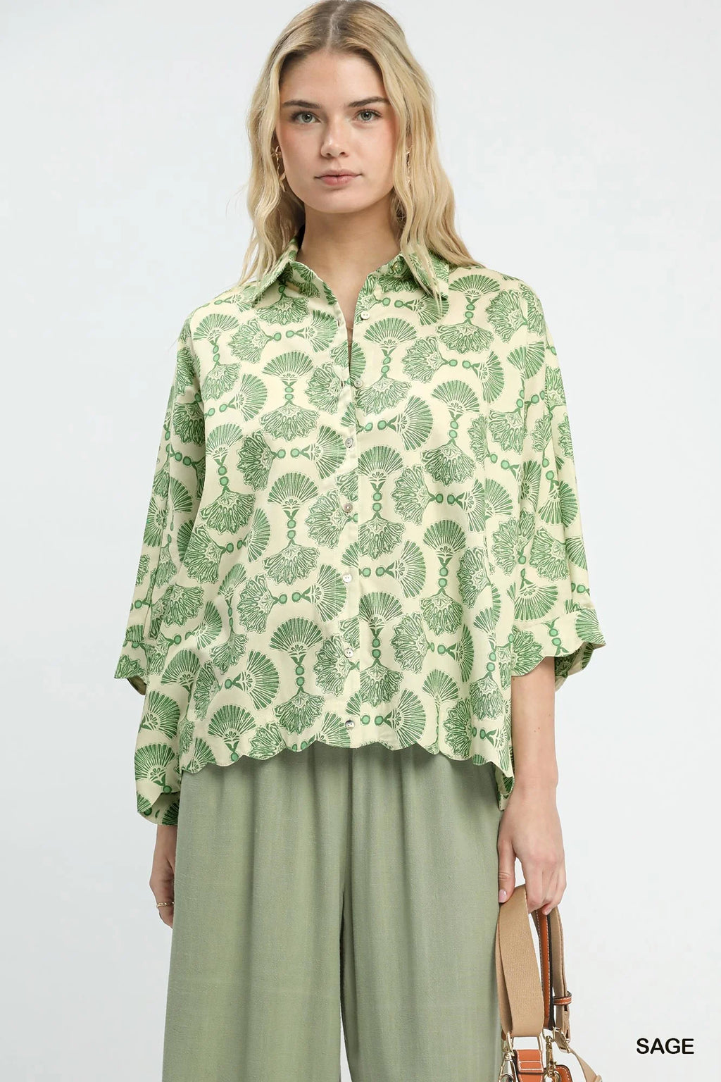 Umgee Printed Button Down Shirt