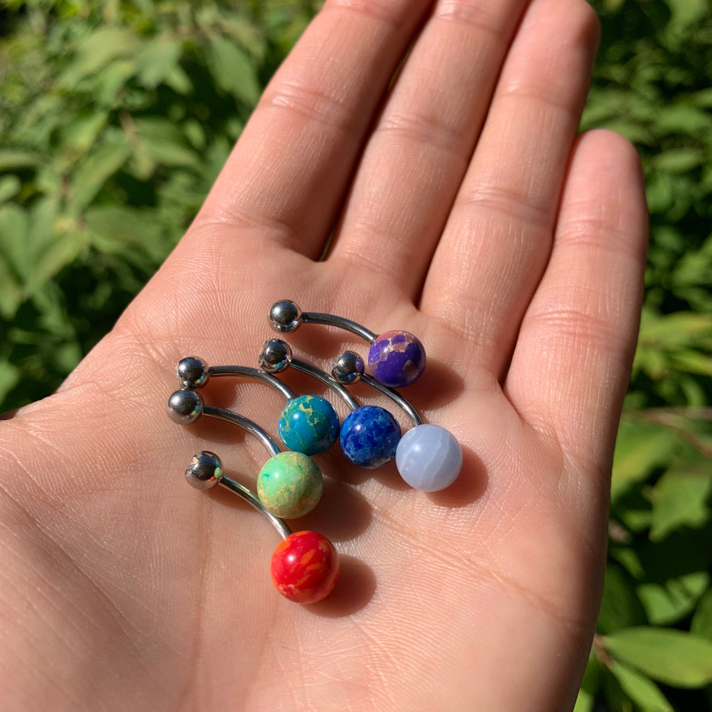 Clear Gem Twilight Tempest Purple Stone Belly Ring