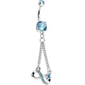 Aqua Cubic Zirconia Dazzling Infinity Symbol Dangle Belly Ring