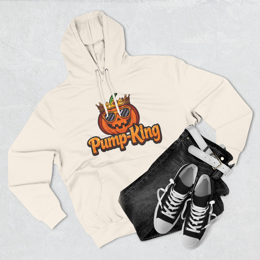 Pump-King Halloween Hoodie, Cozy Fleece Sweatshirt for Fall, Funny Pumpkin Apparel, Autumn Style, Perfect for Halloween Celebrations