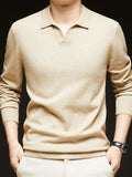 Men's Full Size Collared Neck Long Sleeve Polo Plus Size