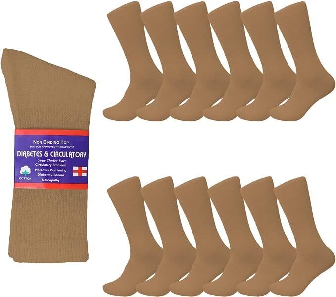 Diabetic Socks, Non-Binding Circulatory Cushion Cotton Crew Socks for Men Women
