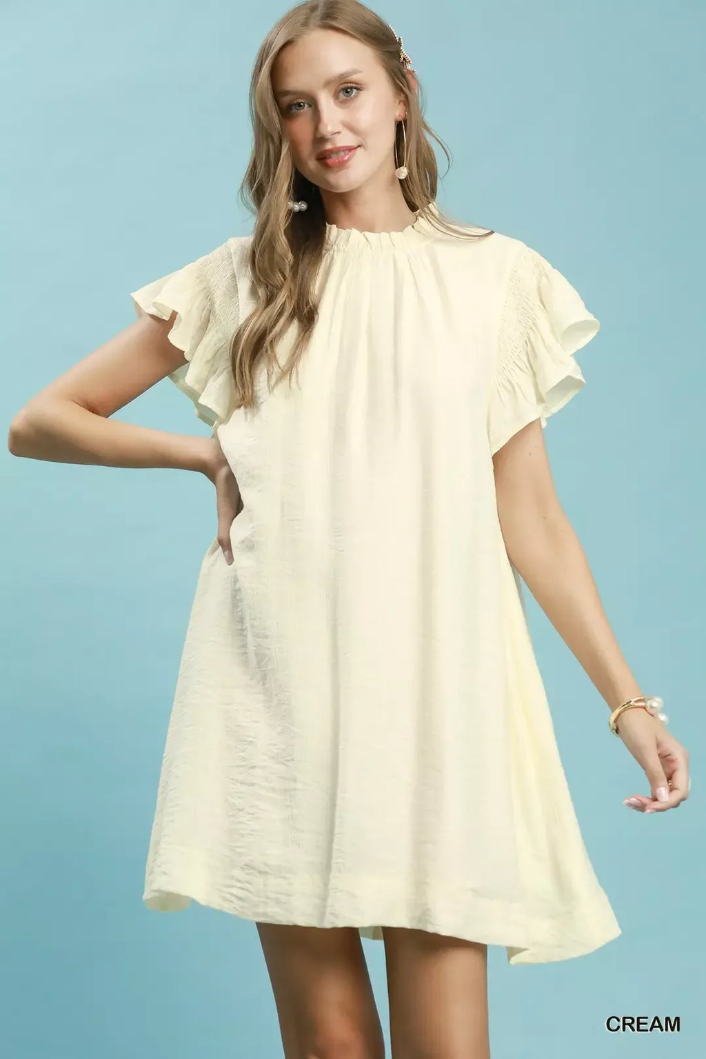 Umgee Ruffle Flutter Sleeve Dress