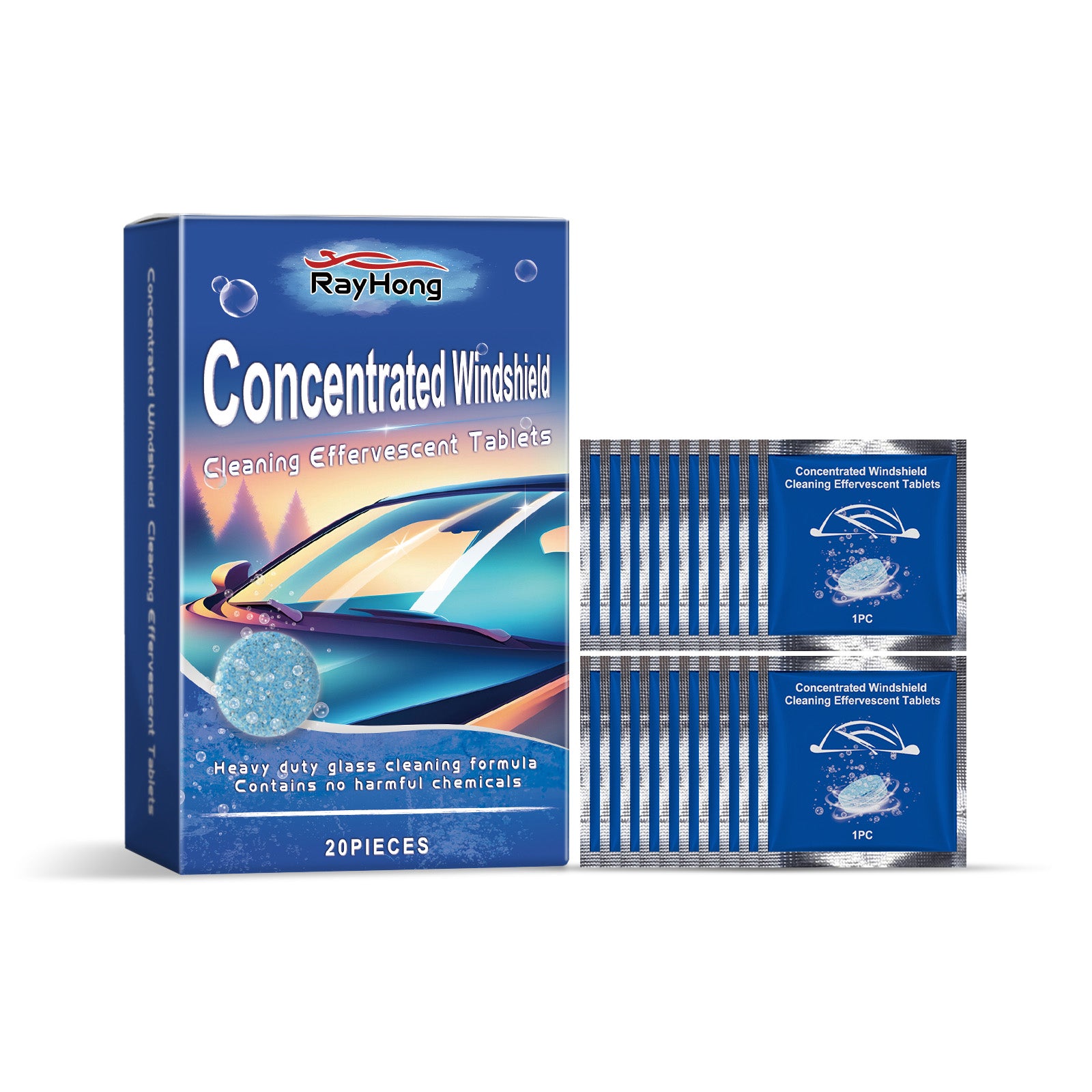 Rayhong Windshield Cleaning Tablets Car Windows Waterproof And Rain Cleaning Stains Daily Maintenance Effervescent Tablets