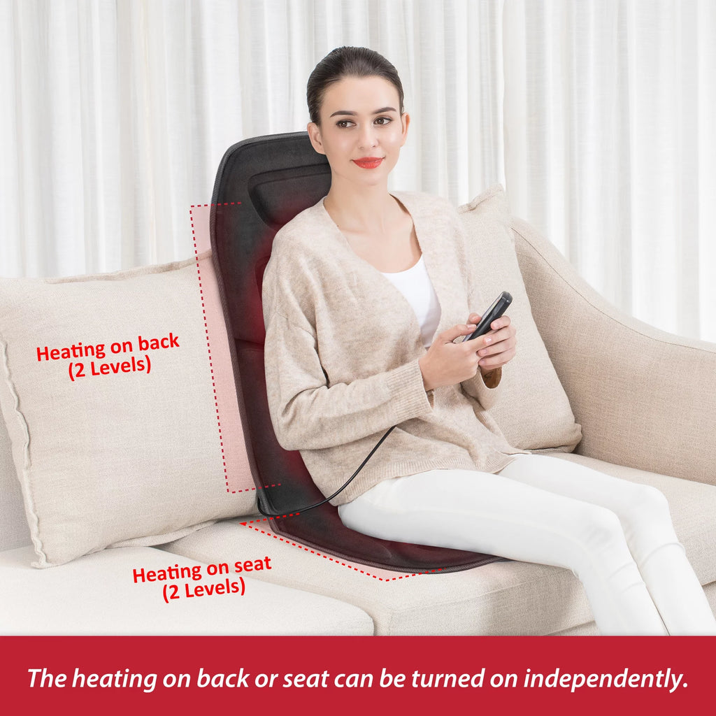 10 Motors Massage Seat Cushion with 3 Level Heating Pad, Vibration Back Massager Chair Pad for Home Office