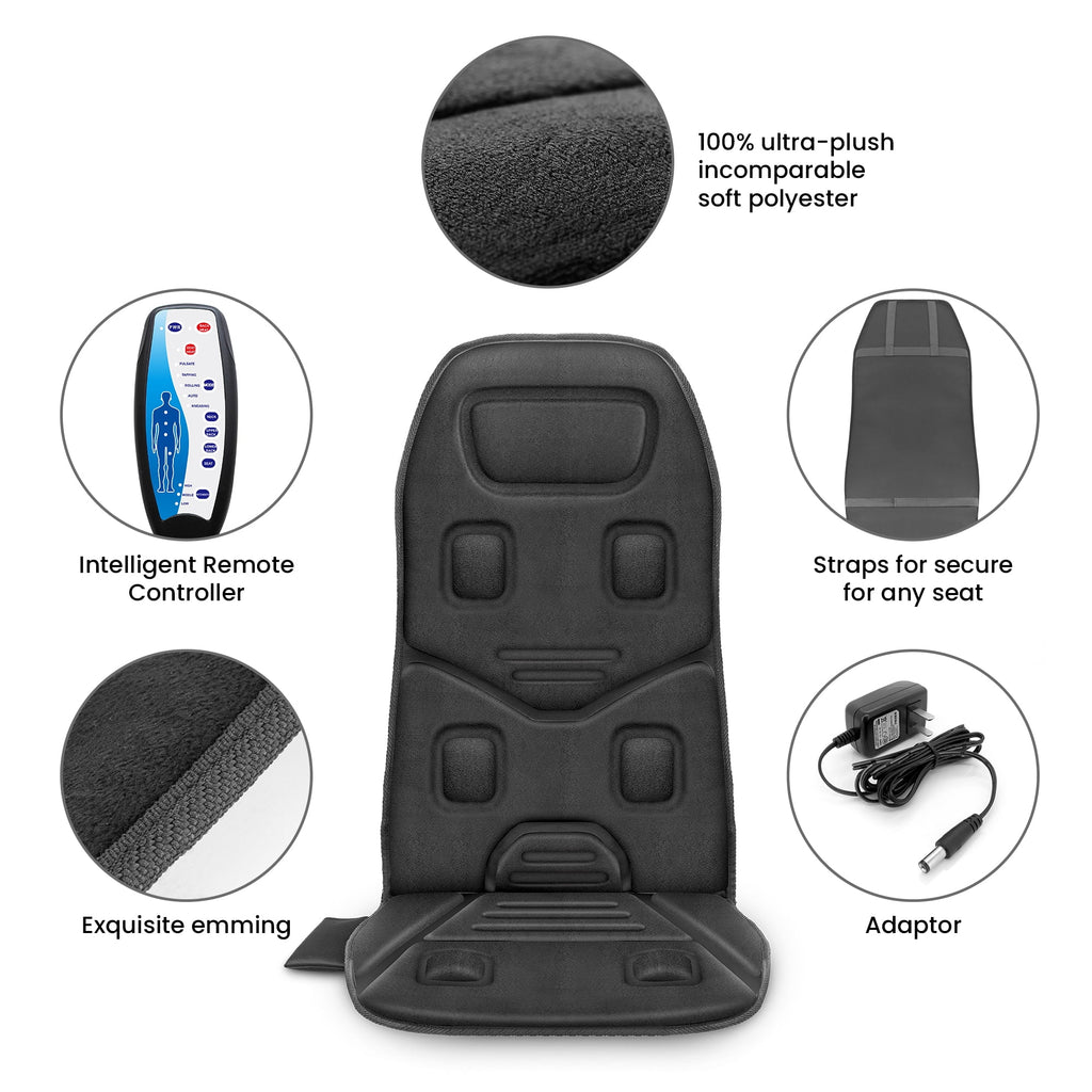 10 Motors Massage Seat Cushion with 3 Level Heating Pad, Vibration Back Massager Chair Pad for Home Office